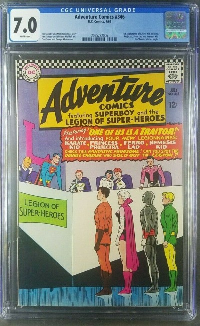 Adventure Comics #346 (1966) CGC 7.0 WHITE 1st app. Karate Kid 20957822006|