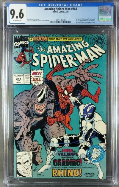 Amazing Spider-Man #344 (1991) CGC 9.6 OW NM 1st App Cletus Cassidy(3821185008)|