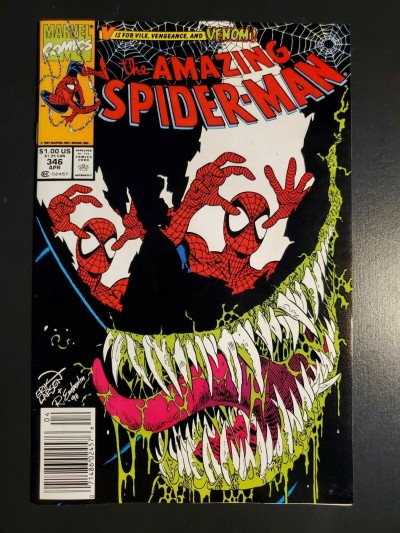 Amazing Spider-Man #346 NM- (9.2) Newsstand UPC Classic Erik Larsen Venom Cover|