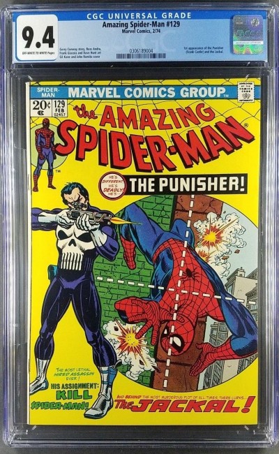 Amazing Spider-Man #129 CGC 9.4 OW/W Pages 1st App Punisher (1974) 0306189004