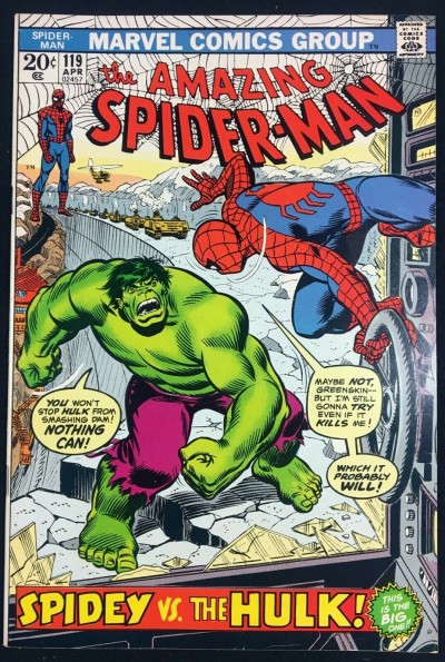 Amazing Spider-Man (1963) #119 VF+ (8.5) classic Hulk battle cover 