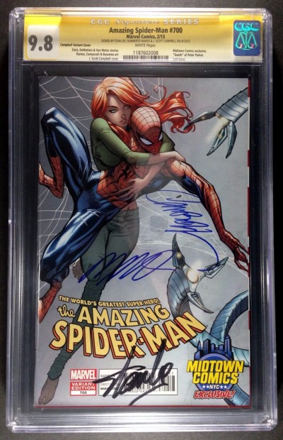 Amazing Spider-Man 700 CGC 9.8 Campbell variant Signature x 3  Lee (1187602008)