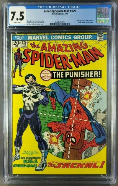 Amazing Spider-Man #129 (1974) CGC 7.5 VF- White 1st app Punisher and Jackal |