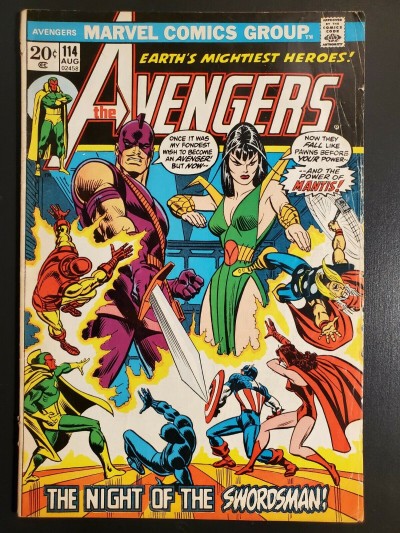 Avengers #114 (1973) VG (4.0) 1st cover appearance of Mantis, Mantis joins team|