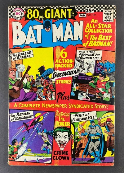 Batman (1940) #187 FN- (5.5) 80pg Giant G-30 Joker