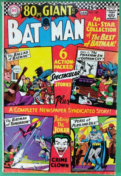 BATMAN (1940) #187 FN (6.0) Joker cover and story 80 page giant