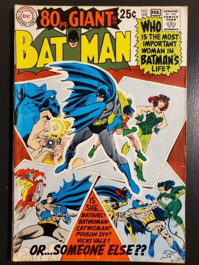 BATMAN #208 (1969) VG (4.0) NEW ORIGIN OF BATMAN POISON IVY CATWOMAN COVER |