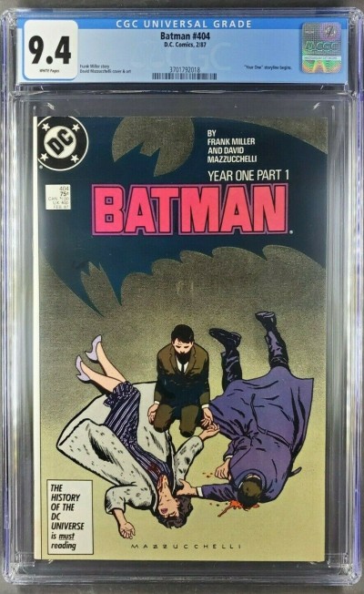BATMAN #404 CGC 9.4 NM WHITE PAGES FRANK MILLER YEAR ONE PT 1 3701792018 |