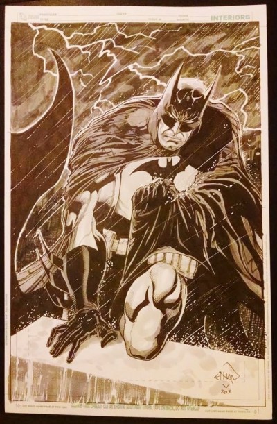 Batman Original Art In the Rain Commission Prelim Cover Splash Ethan Van Sciver