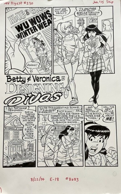 Betty & Veronica Double Digest #230 pg 1 Tim Levins Original Art Archie Comics