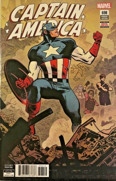Captain America (2017) #698 VF/NM Chris Samnee 2nd Printing Variant Cover