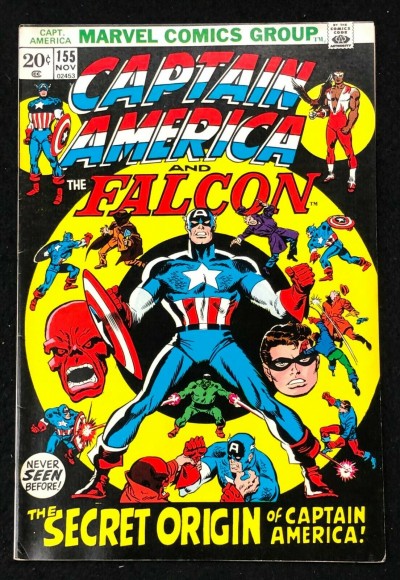 Captain America (1968) #155 FN/VF (7.0) Origin of Jack Monroe & 1950's Cap