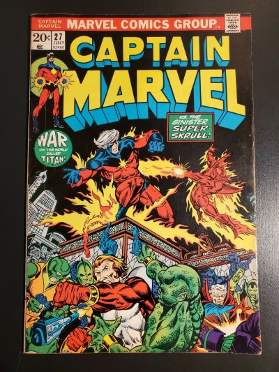 Captain Marvel #27 (1973) FVF (7.0) 3rd app Thanos 1st app Eros Jim Starlin|