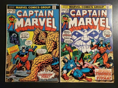 Captain Marvel 26, 28 (1973) VG 4.0 set/lot 2nd & 4th app Thanos 1st app Death|