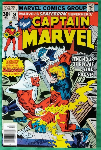 Captain Marvel (1968) #51 VF- (7.5)  versus Mercurio 4-D Man