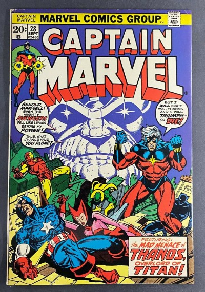 Captain Marvel (1968) #28 VF- (7.5) Thanos Avengers 1st App Eon Jim Starlin Art