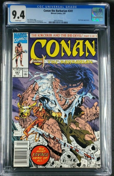 Conan the Barbarian #241 CGC 9.4 WP UPC/Newsstand Awesome Todd McFarlane cover|