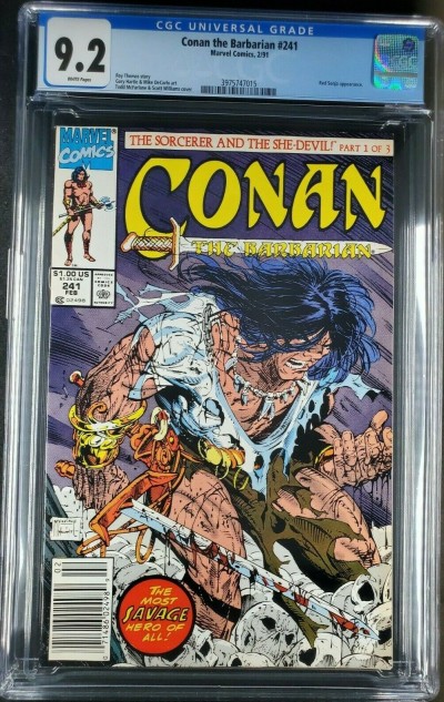 Conan the Barbarian #241 CGC 9.2 WP UPC/Newsstand Awesome Todd McFarlane cover|