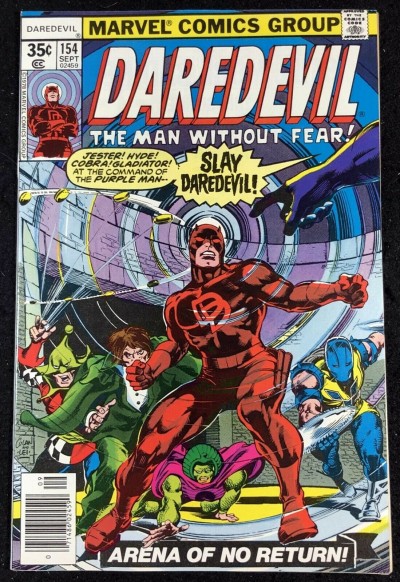 Daredevil (1964) #154 VF/NM (9.0) vs Purple Man Jester Hyde & Gladiator