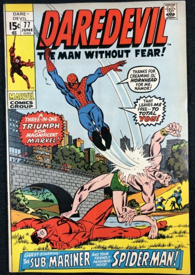 Daredevil (1964) #77 FN+ (6.5) Spider-Man Sub-Mariner Battle Cover