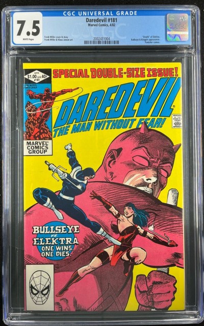 Daredevil (1964) #181 CGC 7.5 Frank Miller Bullseye Death of Elektra (200243104)