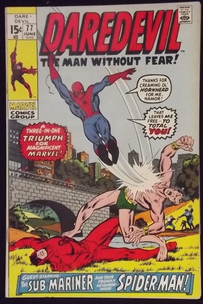 DAREDEVIL #77 VF/NM SPIDER-MAN SUB-MARINER BATTLE COVER