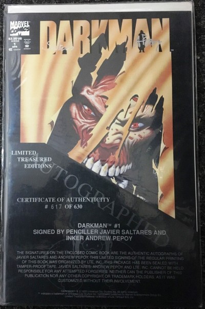 Darkman (1993) #1 signed by Javier Saltares & Andrew Pepoy limited to only 630 