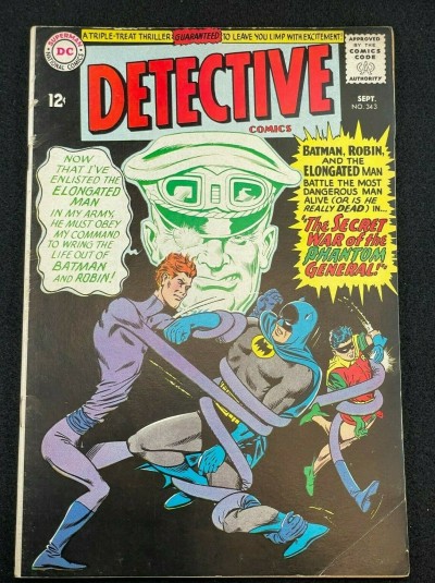 Detective Comics (1937) #343 FN- (5.5) 1st App General Von Dort Elongated Man