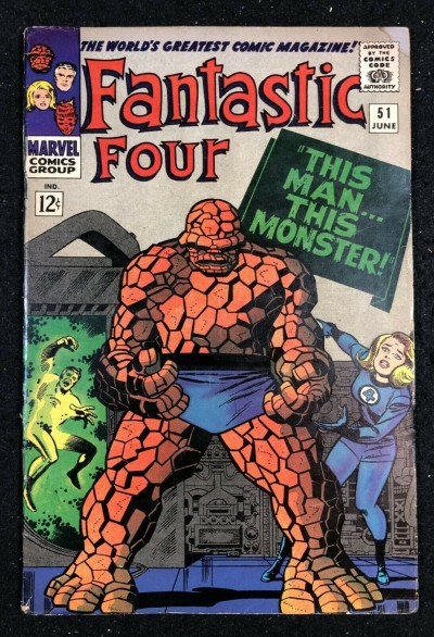 Fantastic Four (1961) #51 App FN- (5.5) classic Thing cover