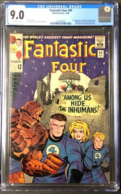 Fantastic Four (1961) #45 CGC 9.0 Off-White Pages 1st app Inhumans (2131987001)