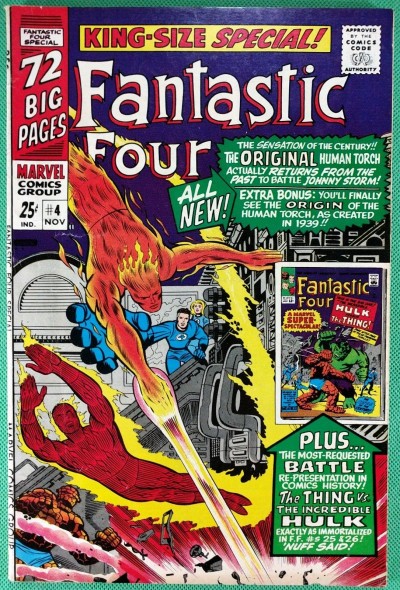 Fantastic Four Annual (1966) #4 FN (6.0) origin & 1st SA app GA Human Torch