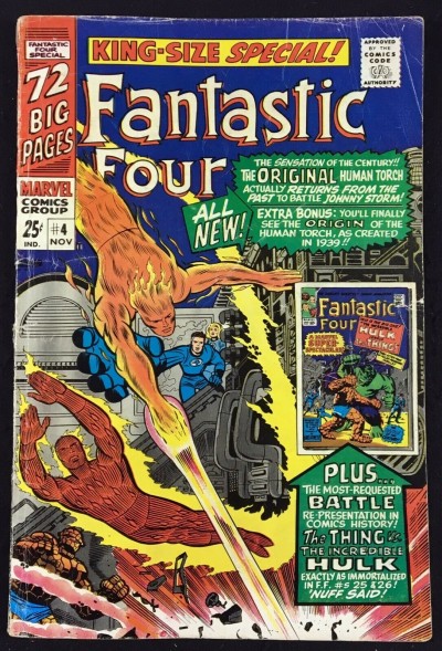 Fantastic Four Annual (1966) #4 VG- (3.5) 1st SA app Golden Age Human Torch
