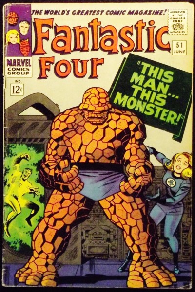 FANTASTIC FOUR #51 VG/FN CLASSIC THING COVER "THIS MAN, THIS MONSTER" STORY
