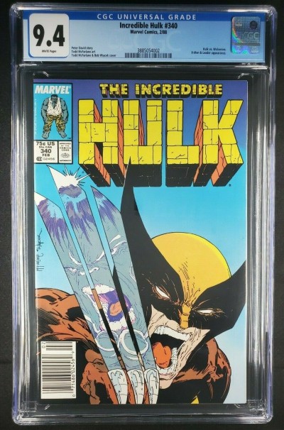 Incredible Hulk #340 (1988) CGC 9.4 NM WP UPC McFarlane Wolverine (3885054002)|
