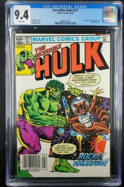 Incredible Hulk #271 (1982) CGC 9.4 Newsstand/UPC 1st Rocket Raccoon 3885051025|