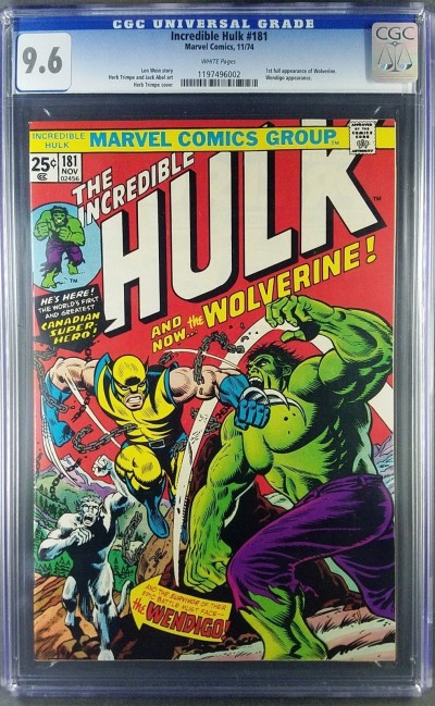 Incredible Hulk (1968) #181 CGC 9.6 white pages 1st app Wolverine (1197496002)