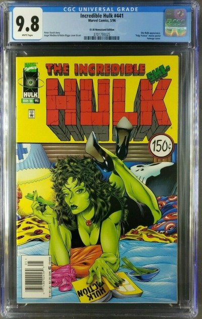 INCREDIBLE HULK 441 CGC 9.8 WP SHE-HULK PULP FICTION NEWSSTAND UPC ONLY 3 EXIST|