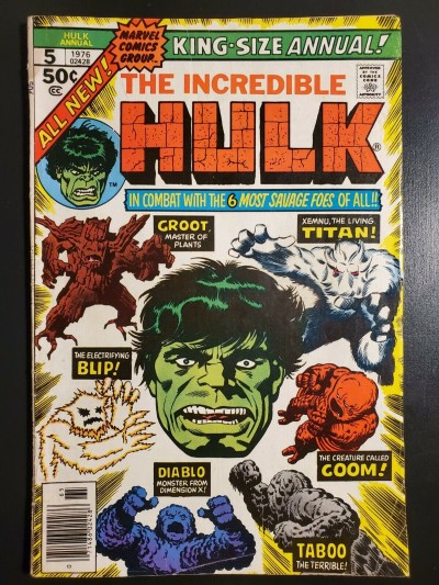 Incredible Hulk Annual #5 (1976) VG (4.0) 1st Modern app Groot 2nd App overall |