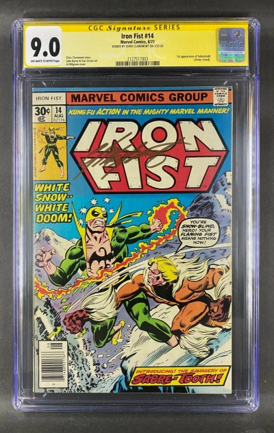Iron Fist (1975) #14 CGC 9.0 Signed Chris Claremont 1st Sabretooth (2127517003)