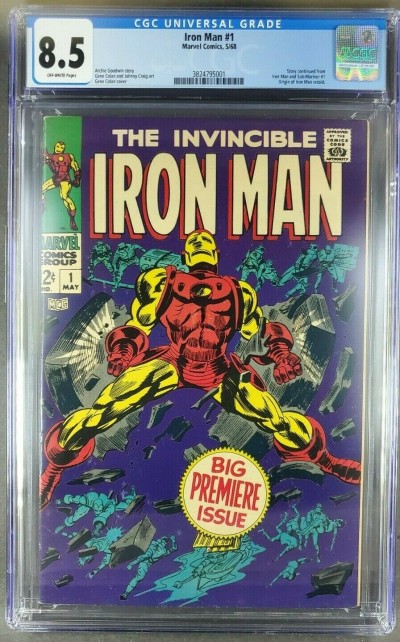 Iron Man #1 (1968) CGC 8.5 VF+ OW 1st solo title issue (3824795001)|