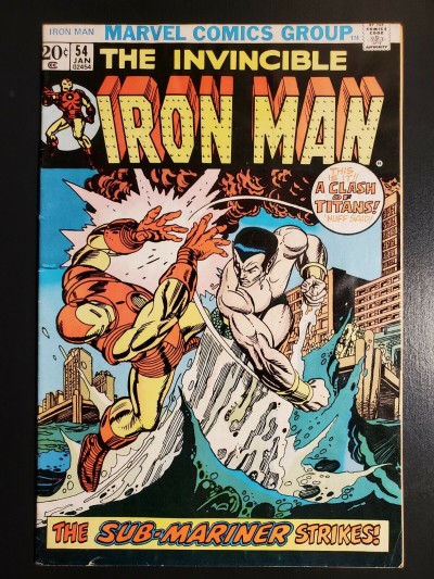 Iron Man #54 (1973) VG/F 5.0 1st App. Moondragon Namor vs Iron Man battle cover|
