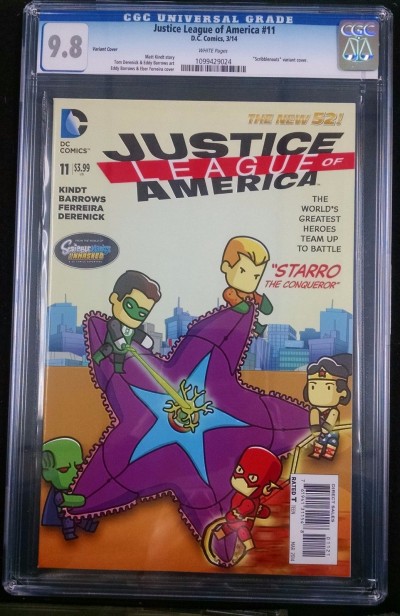 JUSTICE LEAGUE OF AMERICA (2013) #11 CGC 9.8 SCRIBBLENAUGHTS #28 HOMAGE VARIANT
