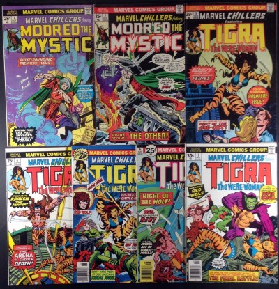 Marvel Chillers (1975) 1 2 3 4 5 6 7 complete set Tigra Byrne Kirby Wrightson