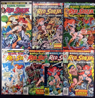 Marvel Feature (1976) 1 2 3 4 5 6 7 complete set Red Sonja Conan Frank Thorne