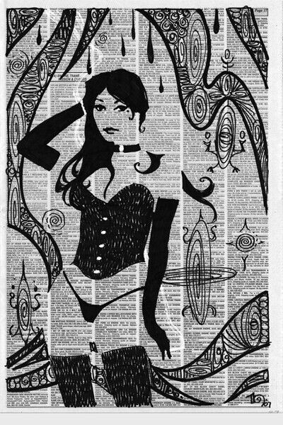 Mike Hoffman Newspaper Girl #27 You Were In My Dream Original Art on Newsprint