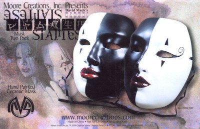 Moore Creations David Mack 2002 Kabuki "Siamese Twins" Ceramic Mask Set