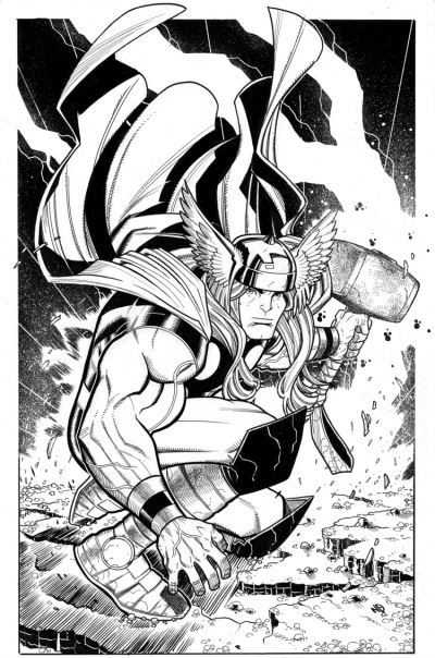 Nick Bradshaw The Mighty Thor Illustration 11x17 Original Artwork