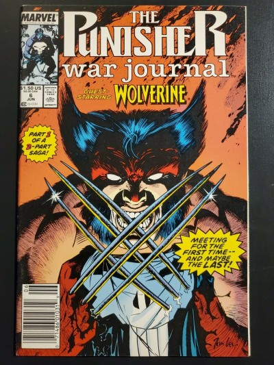 Punisher War Journal (1988) #6 NM- Wolverine Jim Lee cover/art UPC newsstand |