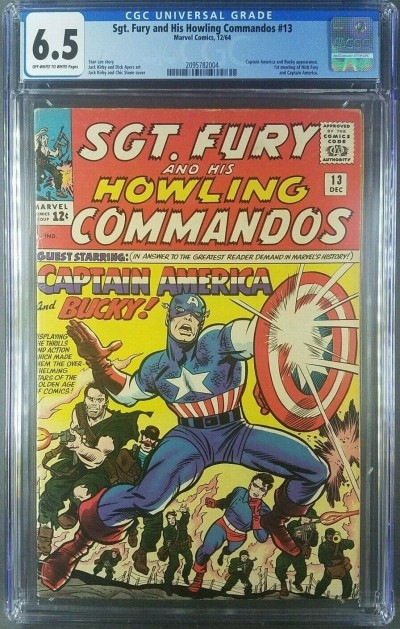 Sgt Fury #13 CGC 6.5 OW/W Pages Kirby Classic Captain America cover 2095782004|