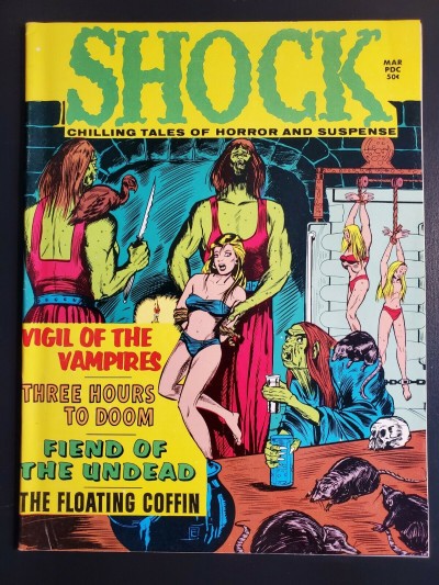 Shock Vol. 3 #1 VF (8.0) 1971 Stanley Pub Vampires! Bondage cover! White Pages|